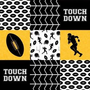 touch down - football wholecloth - black and gold - college ball -  chevron