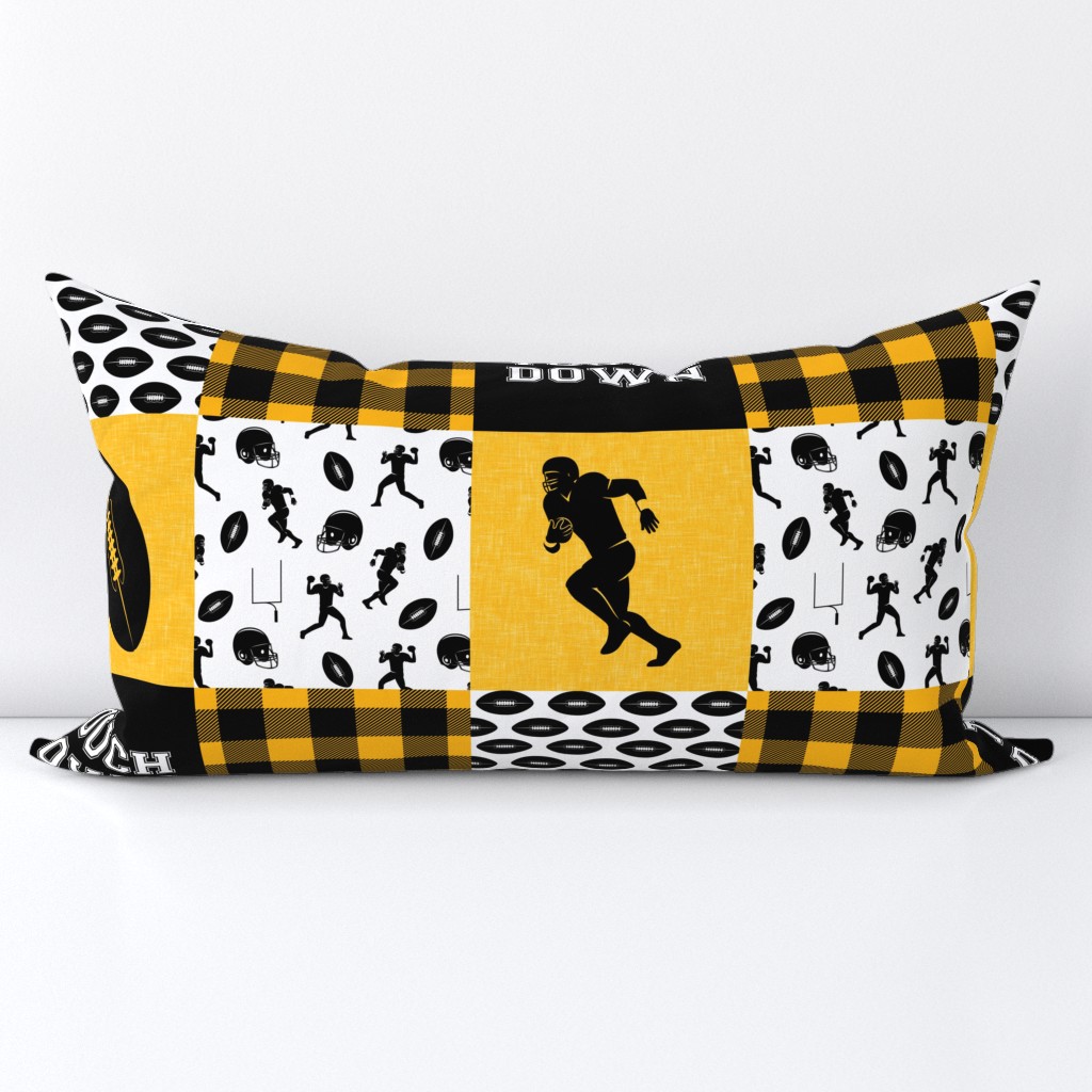 touch down - football wholecloth - black and gold - college ball -  plaid