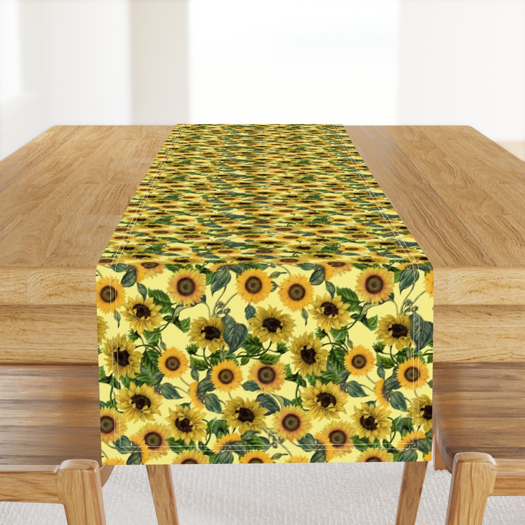 9" Vintage Sunflowers on yellow