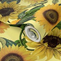 9" Vintage Sunflowers on yellow