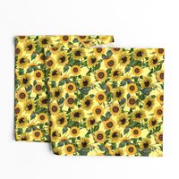 9" Vintage Sunflowers on yellow