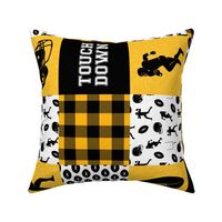 touch down - football wholecloth - black and gold - college ball -  plaid (90)