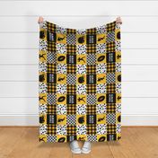 touch down - football wholecloth - black and gold - college ball -  plaid (90)