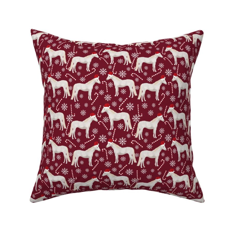 grey horse christmas candycane peppermint fabric ruby