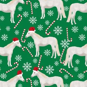 grey horse christmas candycane peppermint fabric green