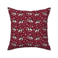 holstein cattle christmas candycane peppermint fabric ruby