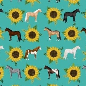 horse flowers horses riding lovers sunflowers teal