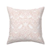 Strawberry Thief by William Morris - MEDIUM - white pink Adapation With linen Effect Antiqued art nouveau deco