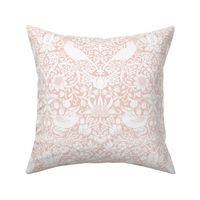 Strawberry Thief by William Morris - LARGE - white pink Adapation With linen Effect Antiqued art nouveau deco