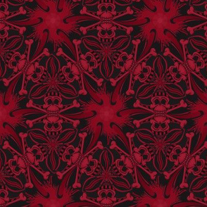 ★ SKULLS & STARS ★ Black & Burgundy Red / Collection : Pirates Tessellations - Skull and Crossbones Prints