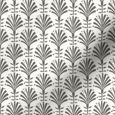 Bloom // folk fan, deco, art deco, decor, linocut, andrea lauren, wallpaper, classic, decor, 20s, retro - grey