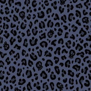 ★ SKULLS x LEOPARD ★ Brut Denim Blue - Small Scale / Collection : Leopard Spots variations – Punk Rock Animal Prints 3