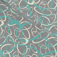 funky loops -  teal white on gray 