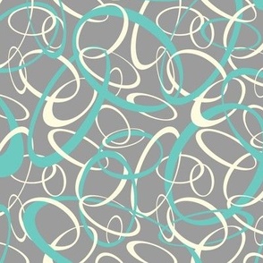 funky loops -  teal white on gray 