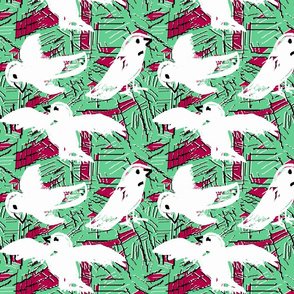 Doves and scratches 2 green red