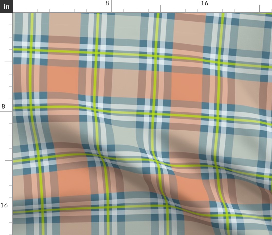 lime peach blue plaid 