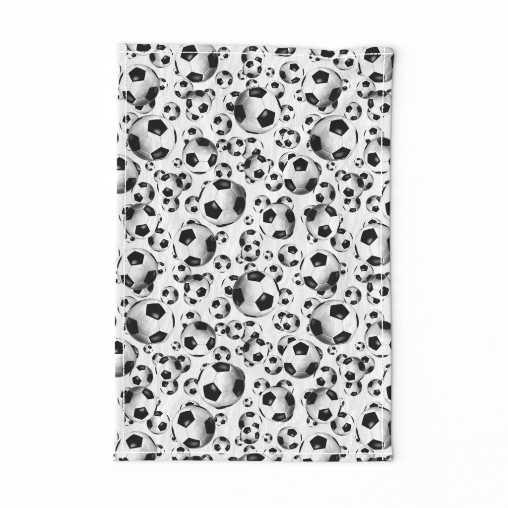 Black and white endless soccer balls pattern - small