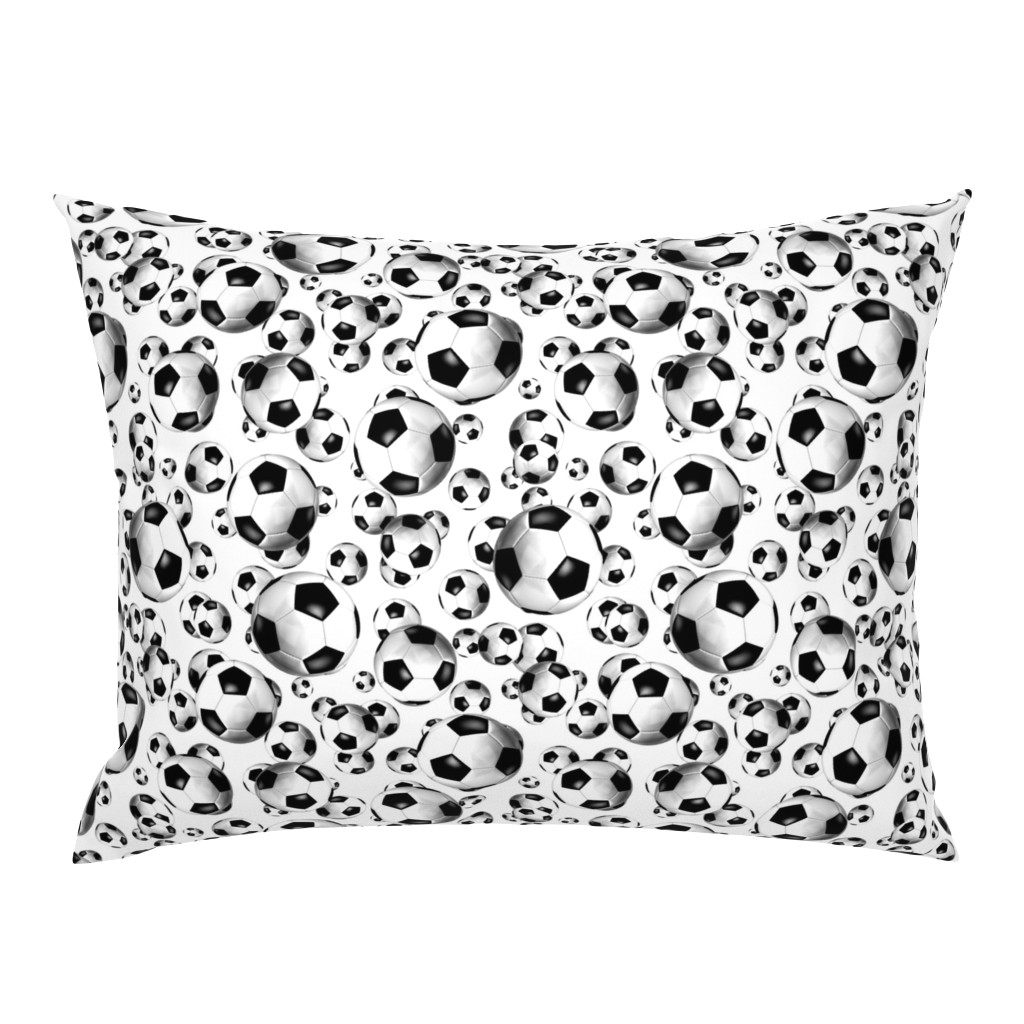 Black and white endless soccer balls pattern - small