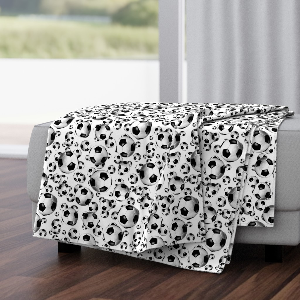 Black and white endless soccer balls pattern - small