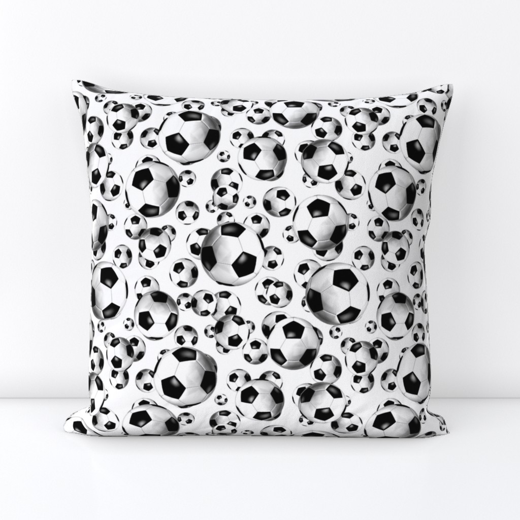 Black and white endless soccer balls pattern - small