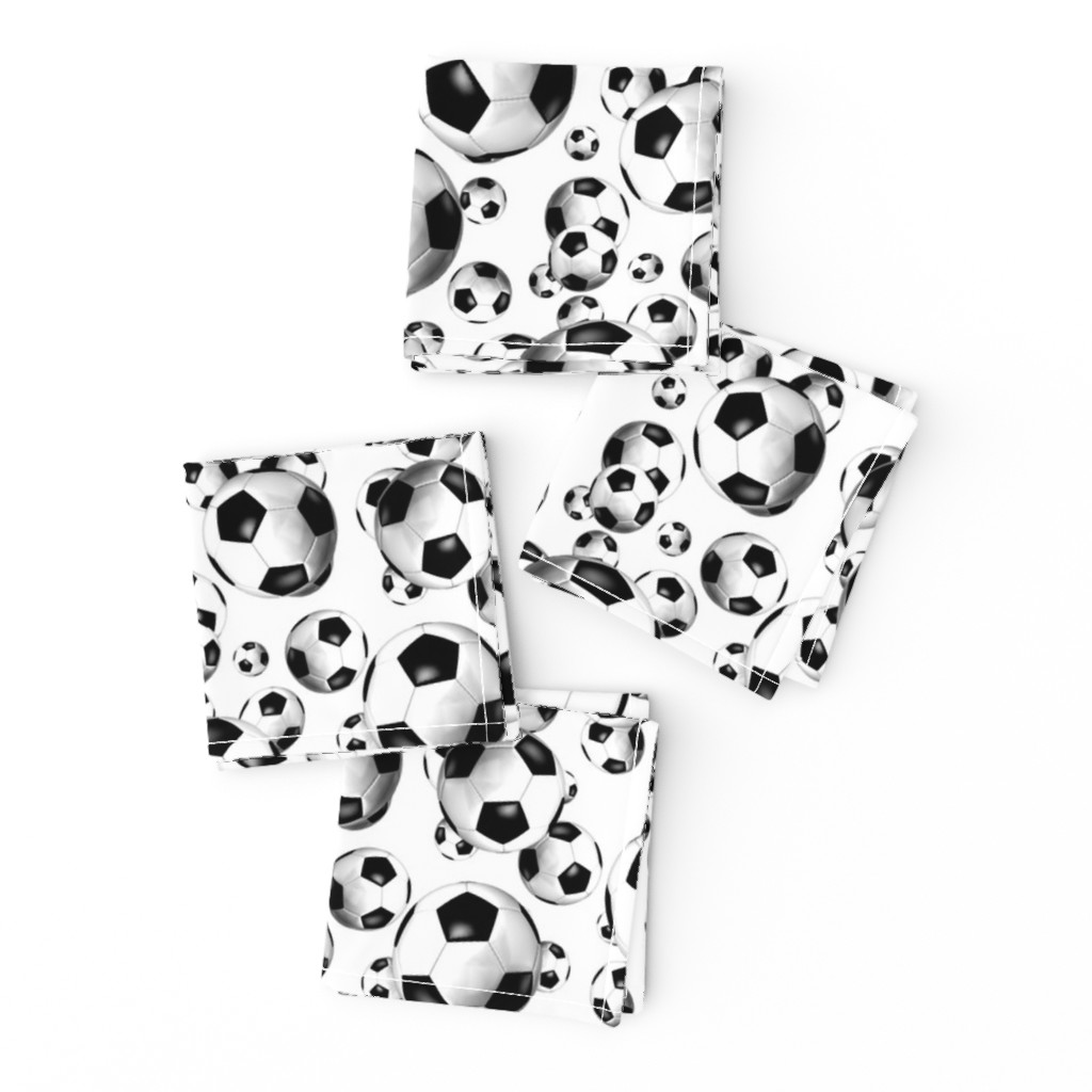 Black and white endless soccer balls pattern - small