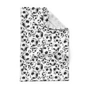 Black and white endless soccer balls pattern - small