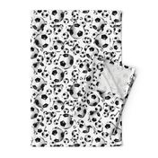 Black and white endless soccer balls pattern - small