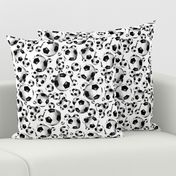 Black and white endless soccer balls pattern - small