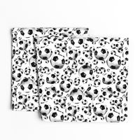 Black and white endless soccer balls pattern - small