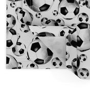 Black and white endless soccer balls pattern - small