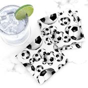 Black and white endless soccer balls pattern - small