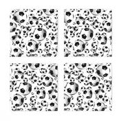 Black and white endless soccer balls pattern - small