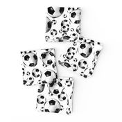 Black and white endless soccer balls pattern - small