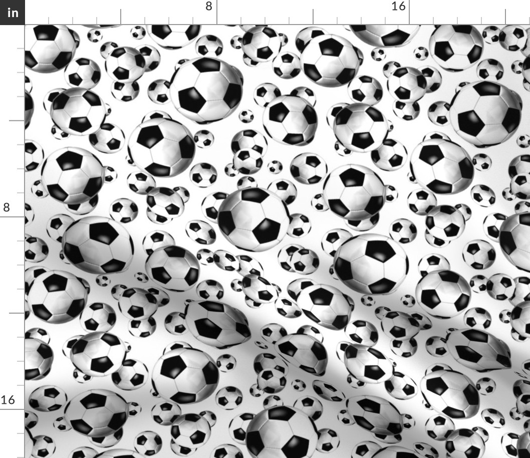 Black and white endless soccer balls pattern - small