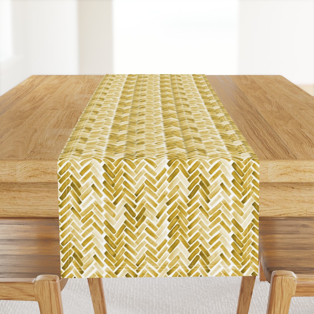 mustard watercolor herringbone half scale