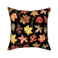 maple oak chestnut leaves I love fall text