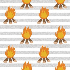 campfire - outdoors, adventure, kids, camping, campsite, scouts, guides - grey stripe