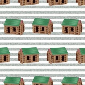 log cabin - logs, wood, cabin, camping, lincoln logs, outdoors, adventure, boys, kids -  tan stripes