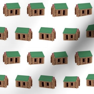 log cabin - logs, wood, cabin, camping, lincoln logs, outdoors, adventure, boys, kids - white