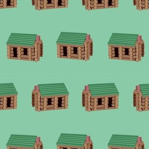 log cabin - logs, wood, cabin, camping, lincoln logs, outdoors, adventure, boys, kids -  green