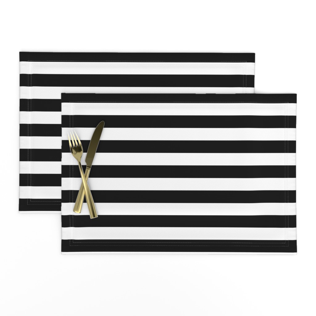 1" Thick Horizontal Stripes Pattern | Black and White Collection