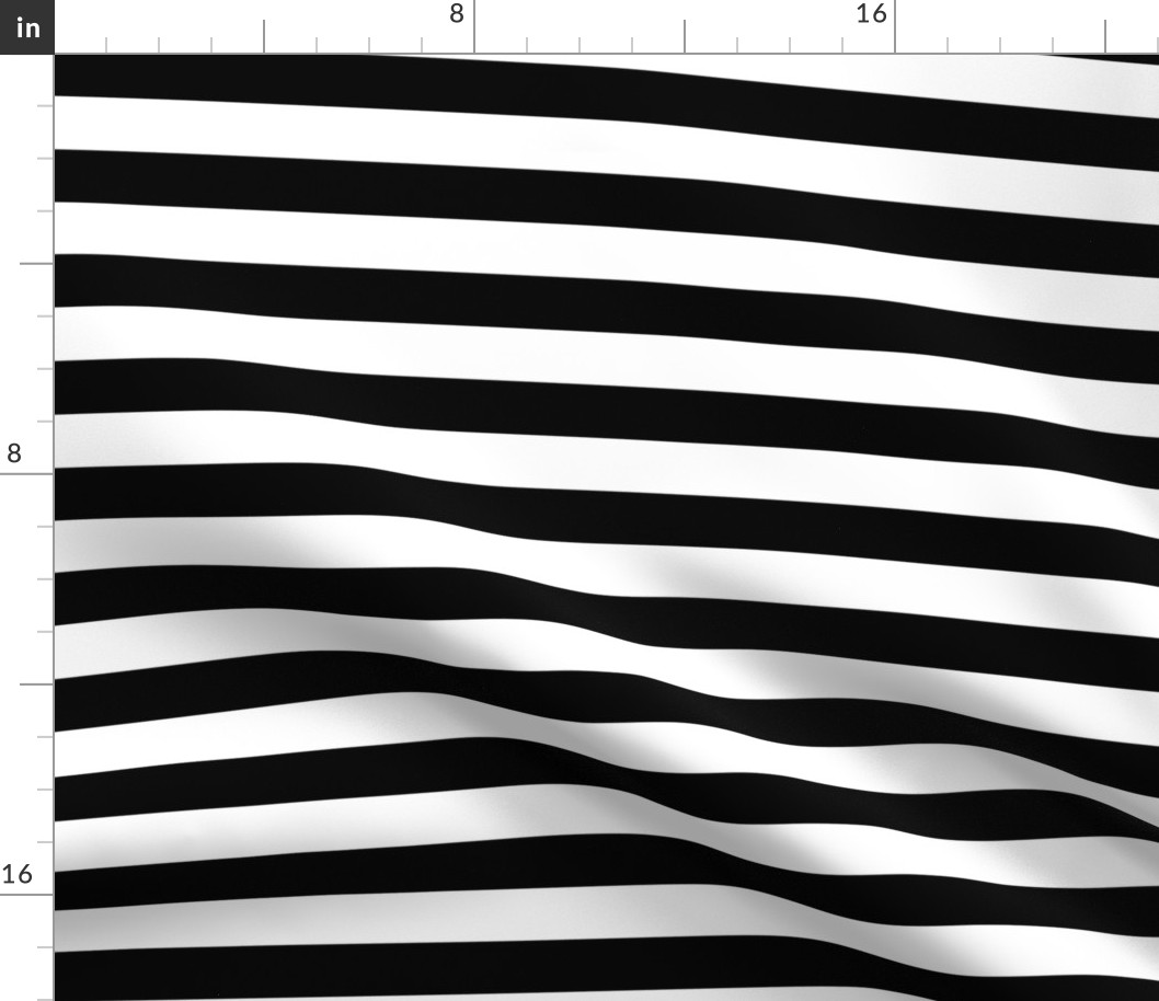 1" Thick Horizontal Stripes Pattern | Black and White Collection