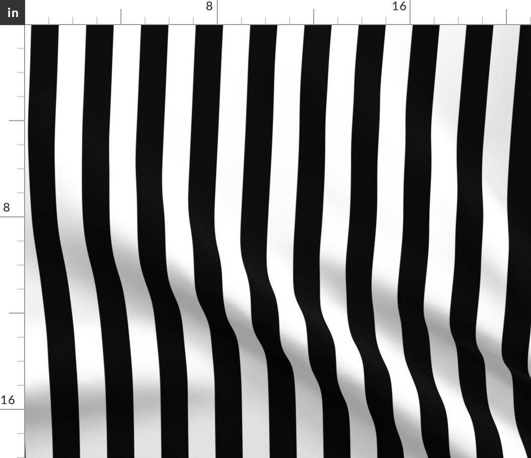 1" Thick Vertical Stripes Pattern | Black and White Collection