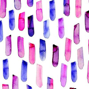 Abstract Painterly, abstract watercolor brush strokes in blue, pink and purple