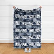 little man - football wholecloth - blue and silver -  plaid