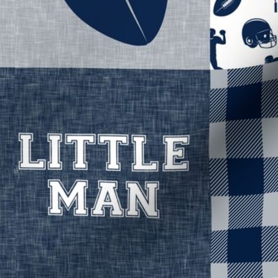 little man - football wholecloth - blue and silver -  plaid