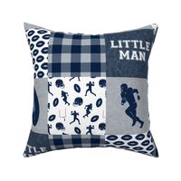 little man - football wholecloth - blue and silver -  plaid