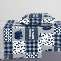 touch down - football wholecloth - blue and silver -  plaid