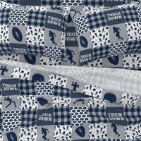 touch down - football wholecloth - blue and silver -  plaid