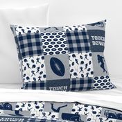 touch down - football wholecloth - blue and silver -  plaid